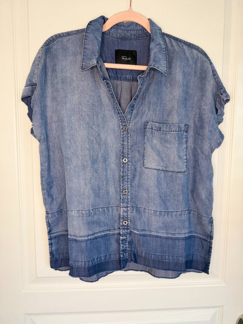 RAILS Courtney Dark Vintage Wash Tencel Denim Top -S- (fits to L)- MSRP $148